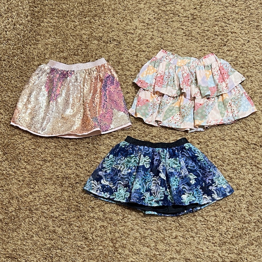 Bundle of 3 Little Girl Skirts Multicolor Mixed Prints Dance Play School 5/6